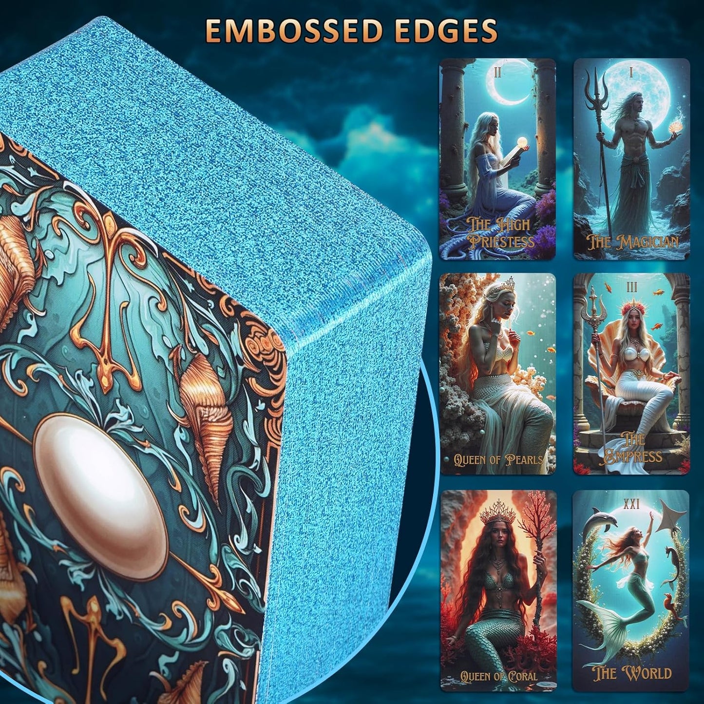 Ocean Tarot Cards with Guide Book for Beginners Unique Pretty Gold Foil Tarot Oracle Deck Set with Beautiful Box 400GSM 78 PCS Card Standard Size