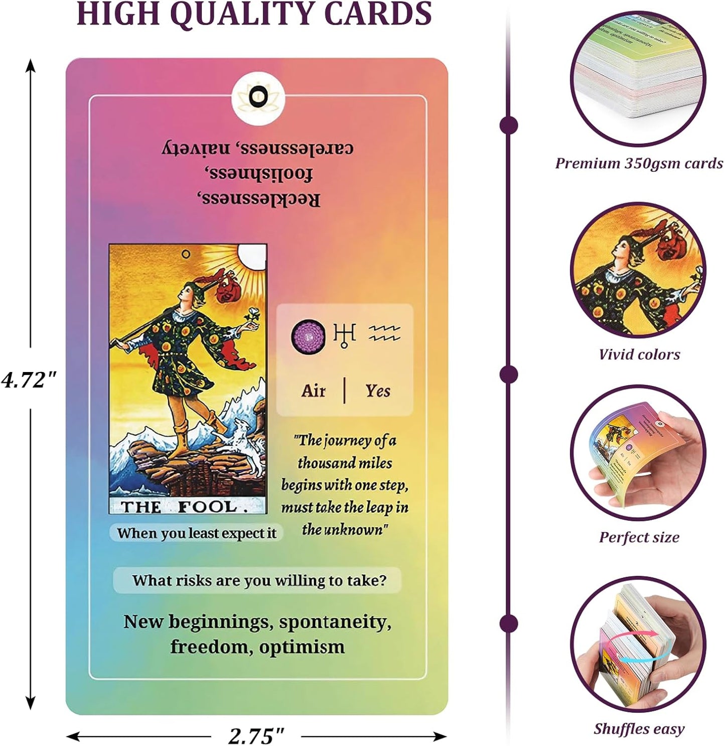 Tarot Cards for Beginners with Guide Book, Classic Tarot Cards with Meanings on Them, Tarot Decks for Tarot Learners