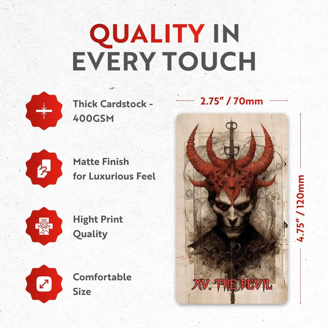 Horror Tarot Cards, 78 Cards Deck with Foil Edges, Original for Beginners and Experts with Guide Book, Fortune Telling Game, Divination Tools for All Skill Levels.
