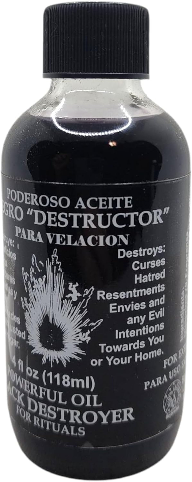 Black Destroyer Oil/Negro Destructor ACEITE 4 Oz.(118Ml)-Spiritual Oil for Magick and Rituals