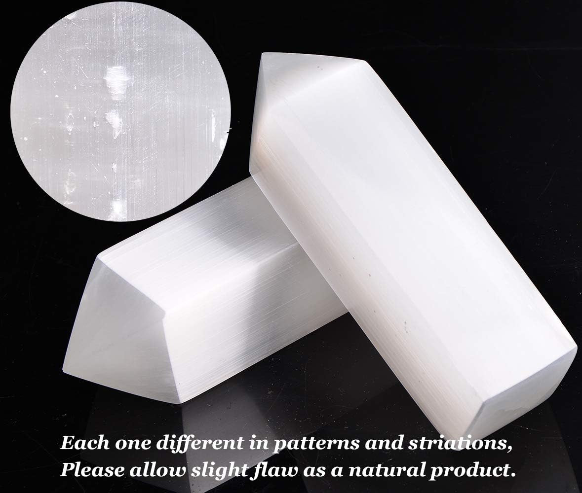 Selenite Tower Crystals and Healing Stones Wands Crystal Points 4 Sides Tower Large 6" Tall 1 PC