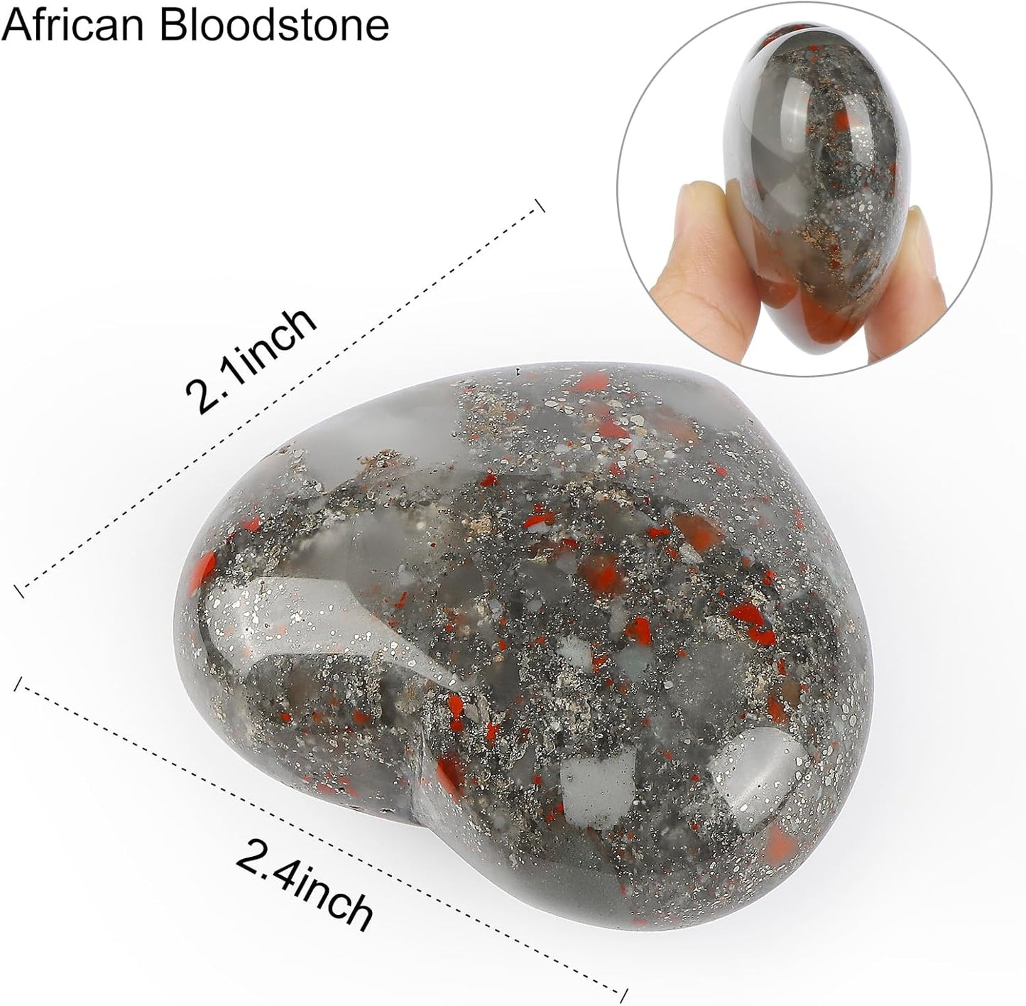 Africa Blood Stone Heart Shaped Crystal Worry Stones Natural Gemstone Paperweight Puffy Pocket Large Love Healing and Crystals Rock for Balancing Yoga Home Decor