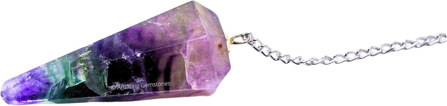 Fluorite Crystal Pendulum for Divination - Certified Dowsing Crystals and Healing Stones for Chakra Balancing and Meditation - Enhance Reiki Spiritual Growth with Healing Crystals and Stones