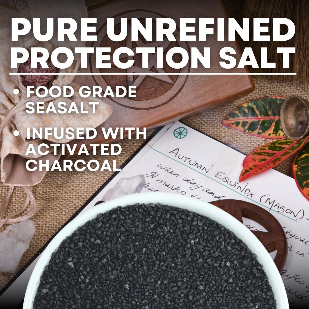 Black Salt for Protection Rituals & Wiccan Spells, Handcrafted Negative Energy Protection Crystals for Witchcraft, 2 Oz Bag, Witches & Wiccan Witchcraft Supplies