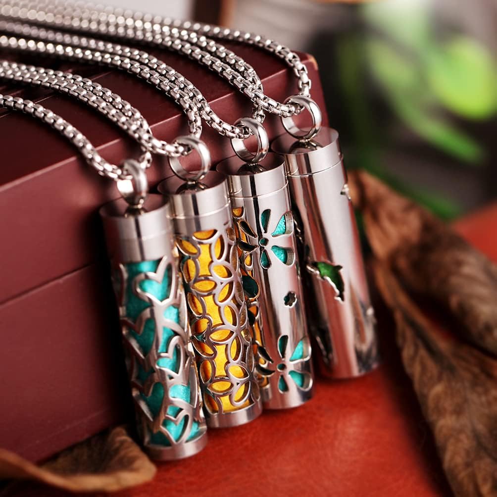 Essential Oil Necklace for Women, Aromatherapy Pendant Necklace 316L Stainless Steel Diffuser, Essential Oil Jewelry Gift for Men Women, Christmas, Birthday XN046-01