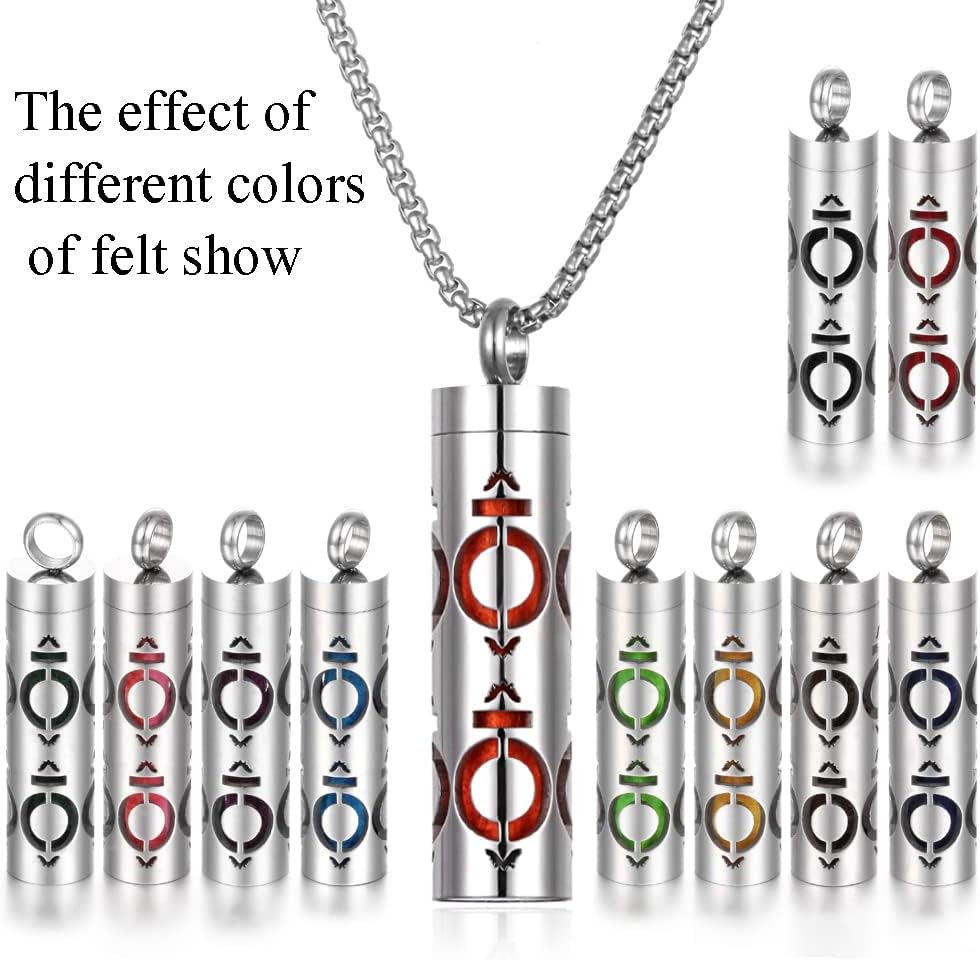 Essential Oil Necklace for Women, Aromatherapy Pendant Necklace 316L Stainless Steel Diffuser, Essential Oil Jewelry Gift for Men Women, Christmas, Birthday XN046-01