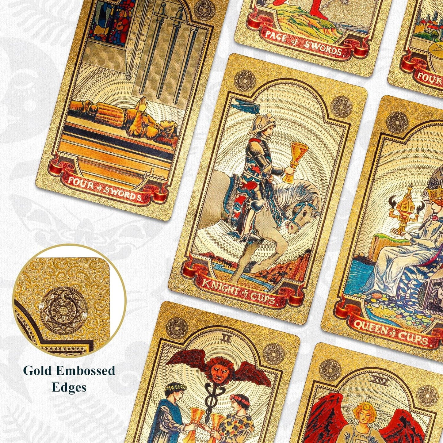 78 Gold Foil Tarot Cards with Guide Book Tarot Deck for Beginners and Professional Player with Box Tarot PVC Durable Waterproof Wrinkle Resistant