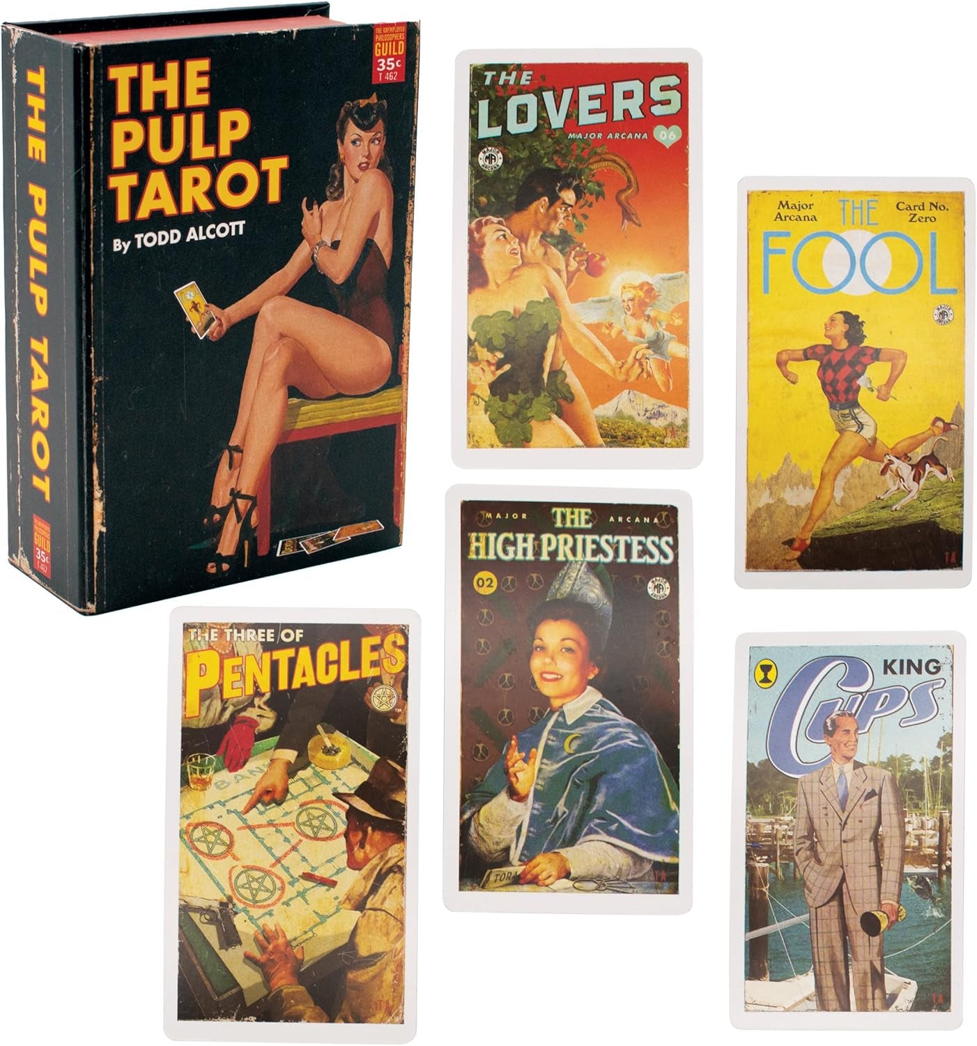 Pulp Magazines Themed Tarot Card Deck - with Characters from the History of Pulp Illustration - Boxed Set with 78 Cards