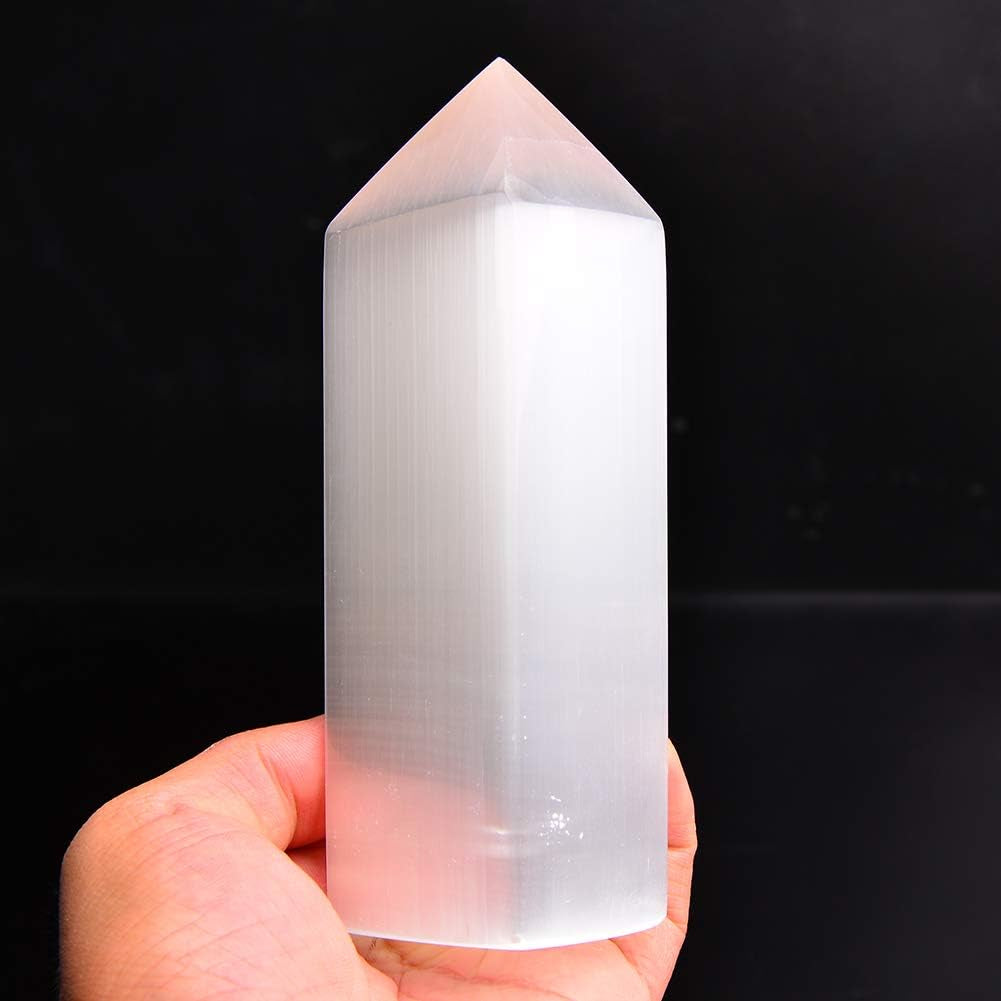 Selenite Tower Crystals and Healing Stones Wands Crystal Points 4 Sides Tower Large 6" Tall 1 PC