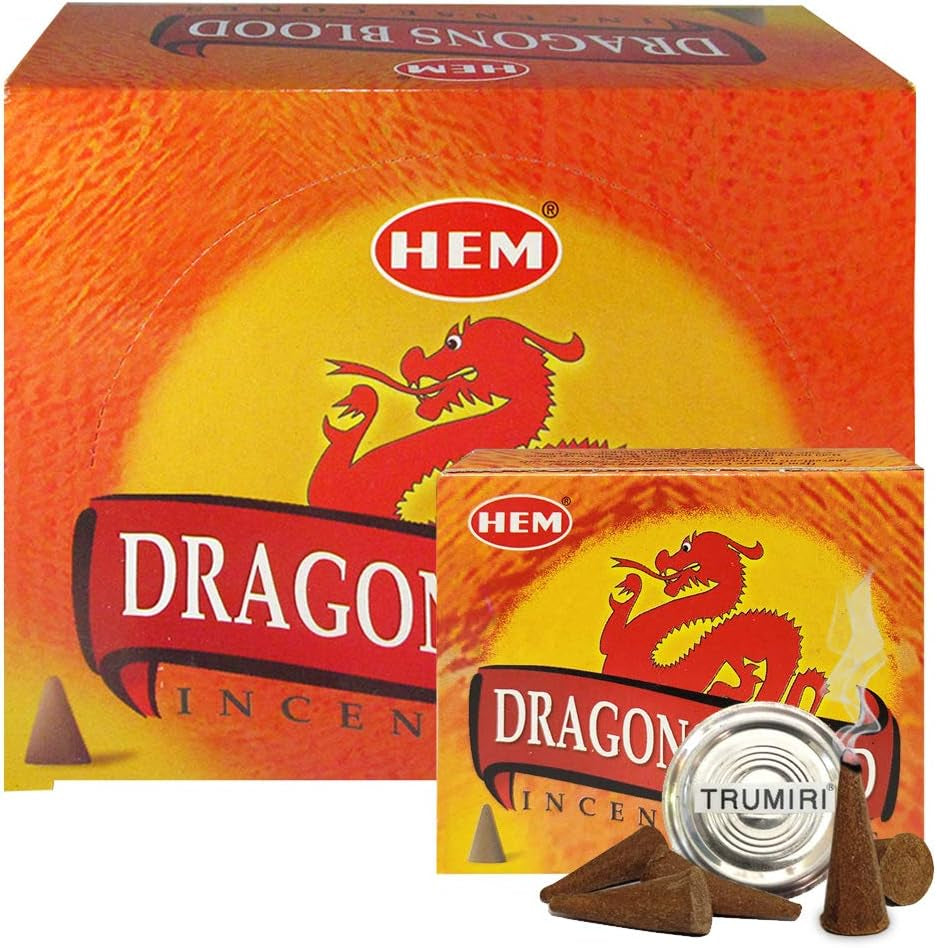 Dragon'S Blood Incense Cones and Cone Incense Burner Bundle Insence Insense Hem Incense