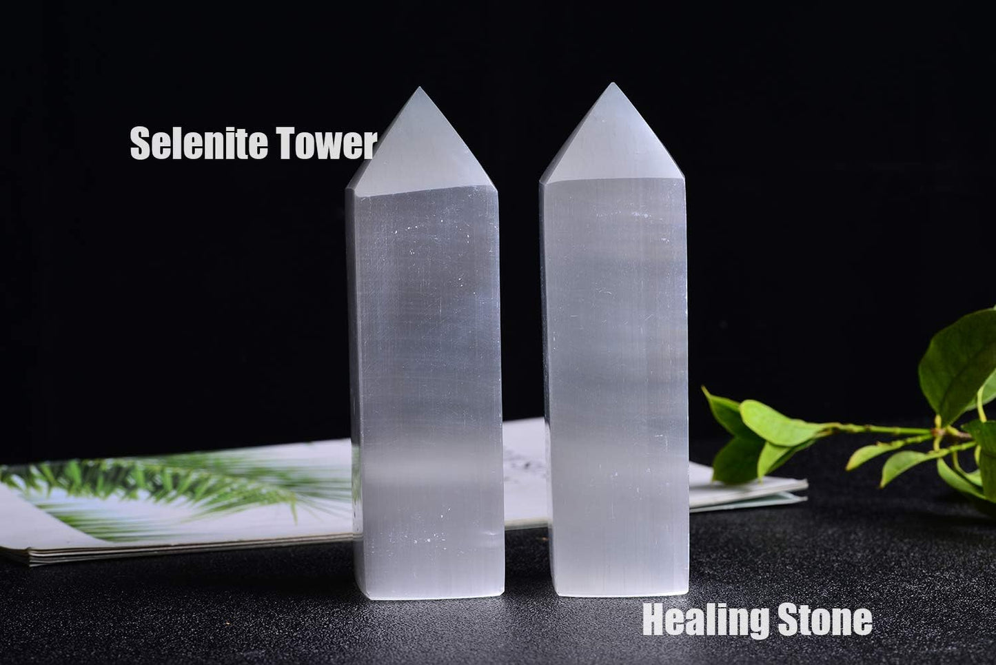 Selenite Tower Crystals and Healing Stones Wands Crystal Points 4 Sides Tower Large 6" Tall 1 PC