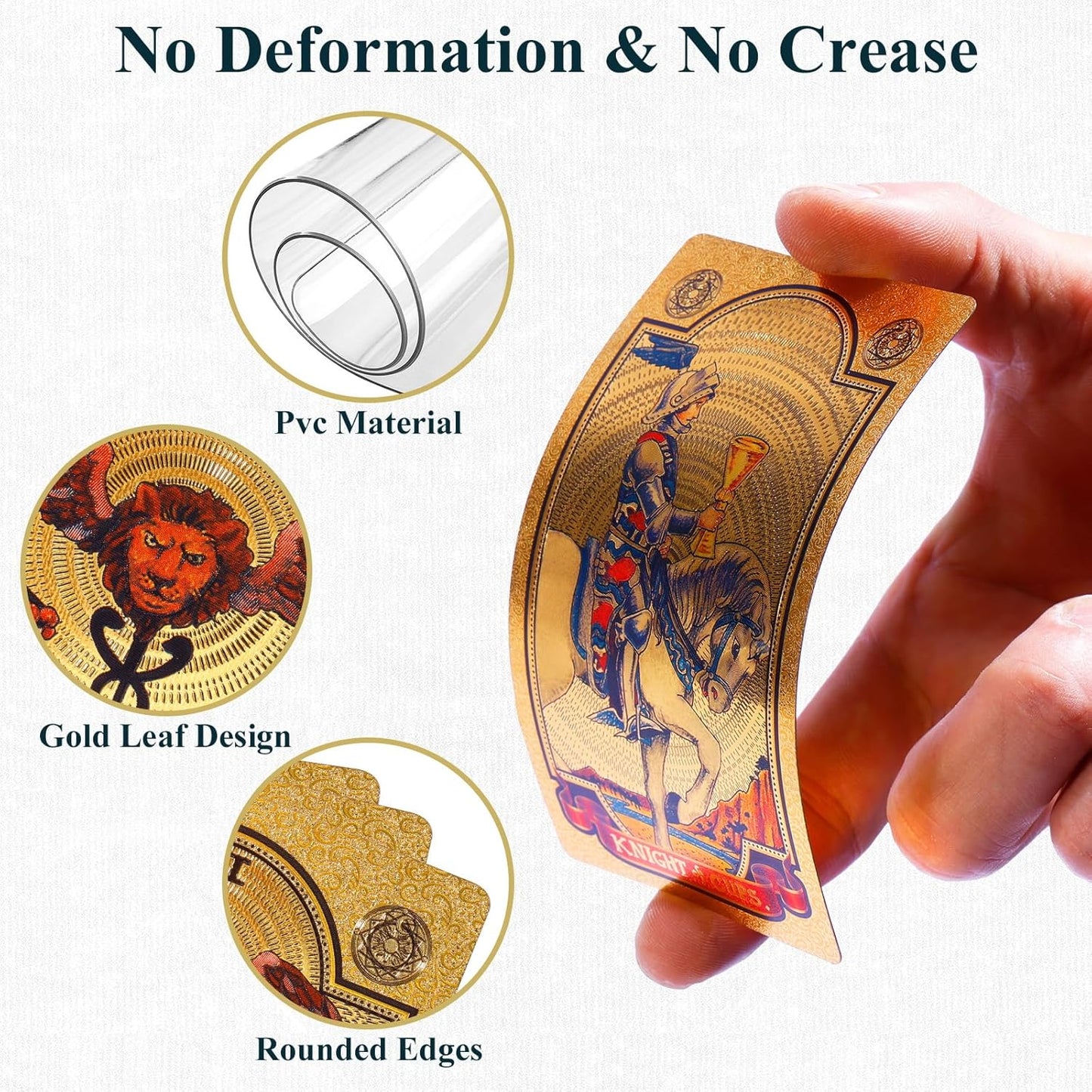 78 Gold Foil Tarot Cards with Guide Book Tarot Deck for Beginners and Professional Player with Box Tarot PVC Durable Waterproof Wrinkle Resistant