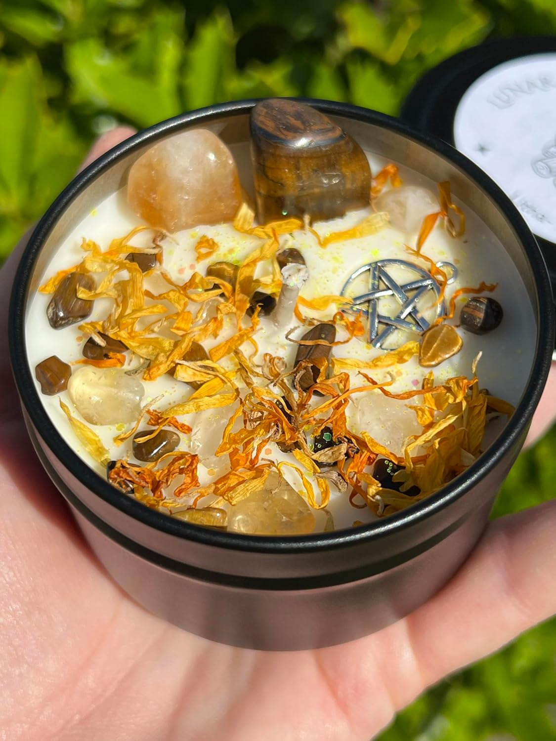 Litha Summer Solstice Candle | Midsummer Sun Spell Solar Celebration Intention Pagan Sabbat Ritual Altar Tool Crystal Stone Scented Soy Wheel of the Year Gift