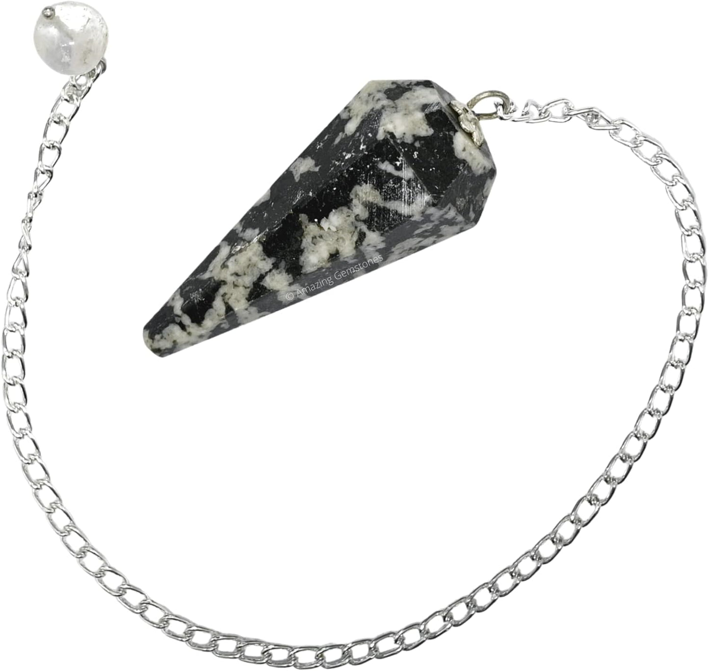 Black and White Tourmaline Crystal Pendulum for Divination - Certified Dowsing Crystals and Healing Stones for Chakra Balancing and Meditation - Enhance Reiki Spiritual Growth with Healing Crystals and Stones