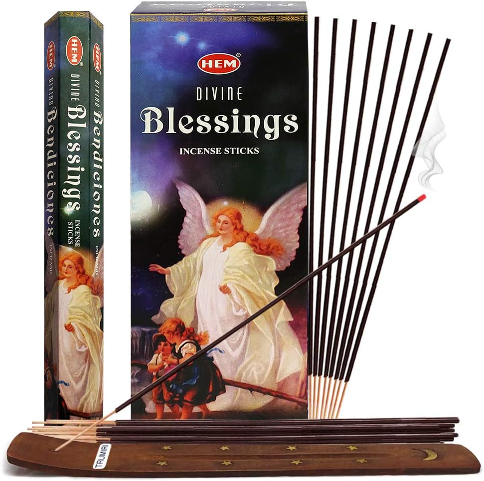 Divine Blessings Incense Sticks and Incense Stick Holder Bundle Insence Insense Hem Incense Sticks