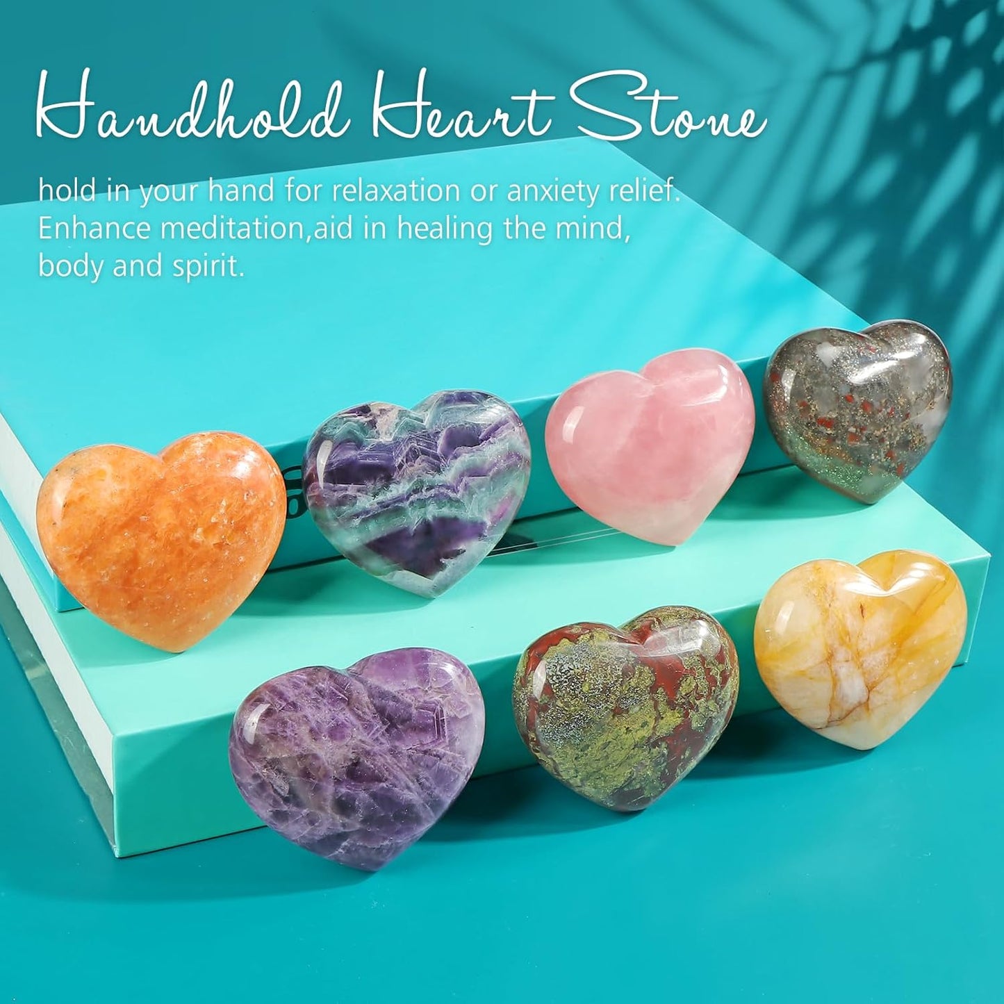 Africa Blood Stone Heart Shaped Crystal Worry Stones Natural Gemstone Paperweight Puffy Pocket Large Love Healing and Crystals Rock for Balancing Yoga Home Decor