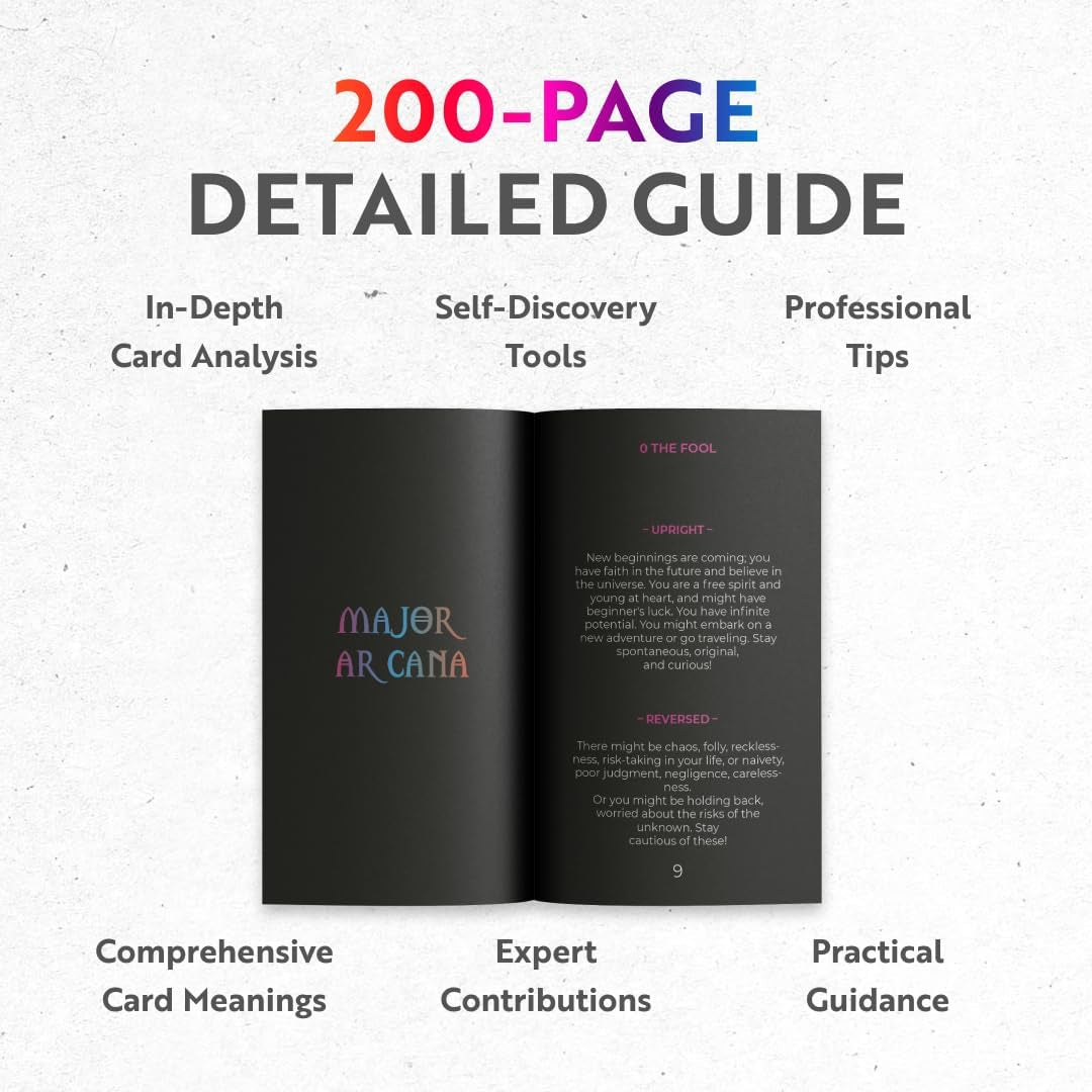 Neon Tarot Cards │78 Tarot Cards │Original Tarot Cards for Beginners and Experts with Guide Book and Foil Edges│Fortune Telling Game, Divination Tools for All Skill Levels,.