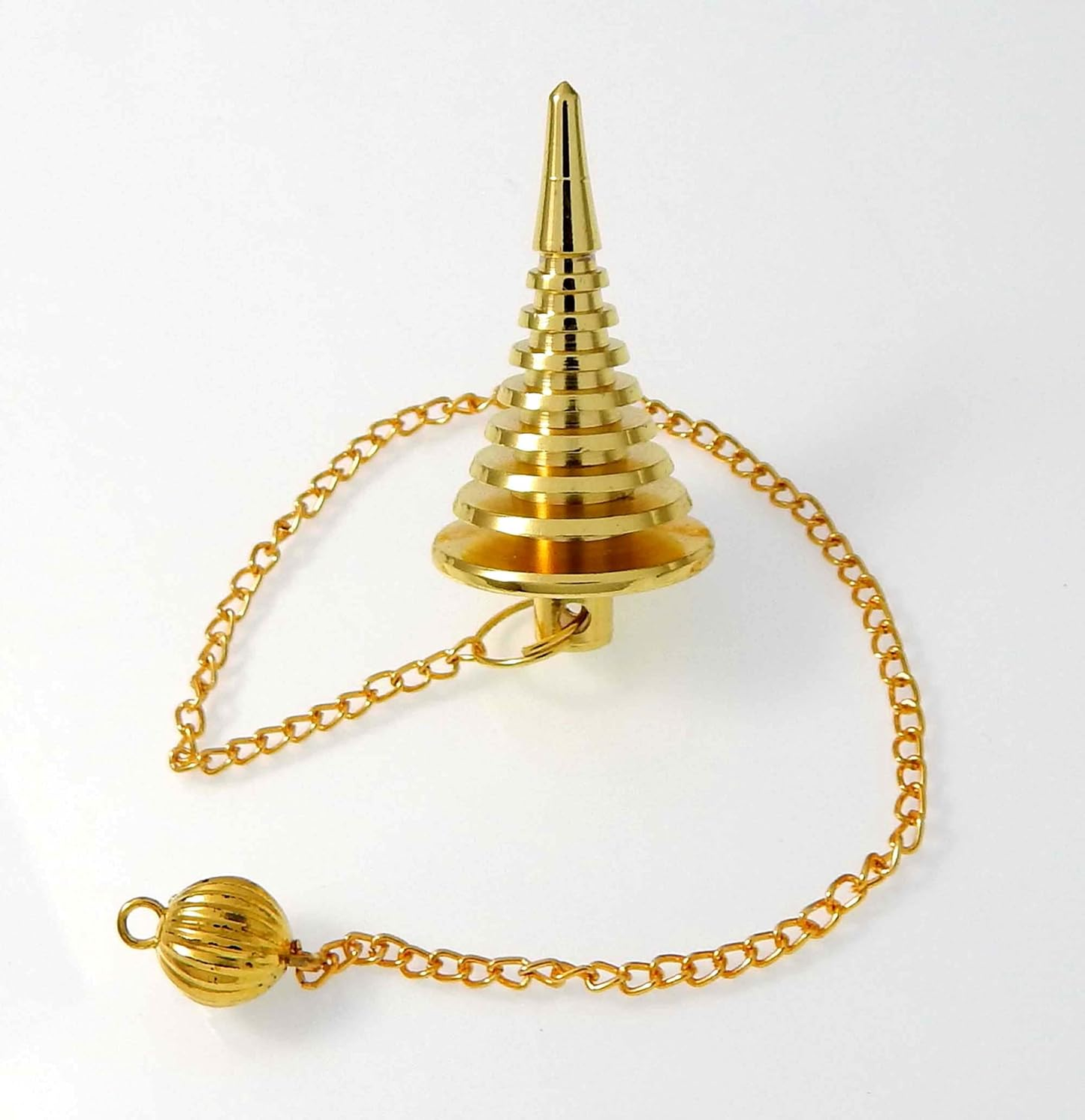 Nine Ring Coil Brass Pendulum - Spiral Design for Divination and Healing Dowsing