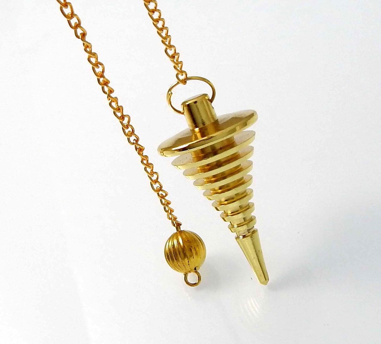 Nine Ring Coil Brass Pendulum - Spiral Design for Divination and Healing Dowsing
