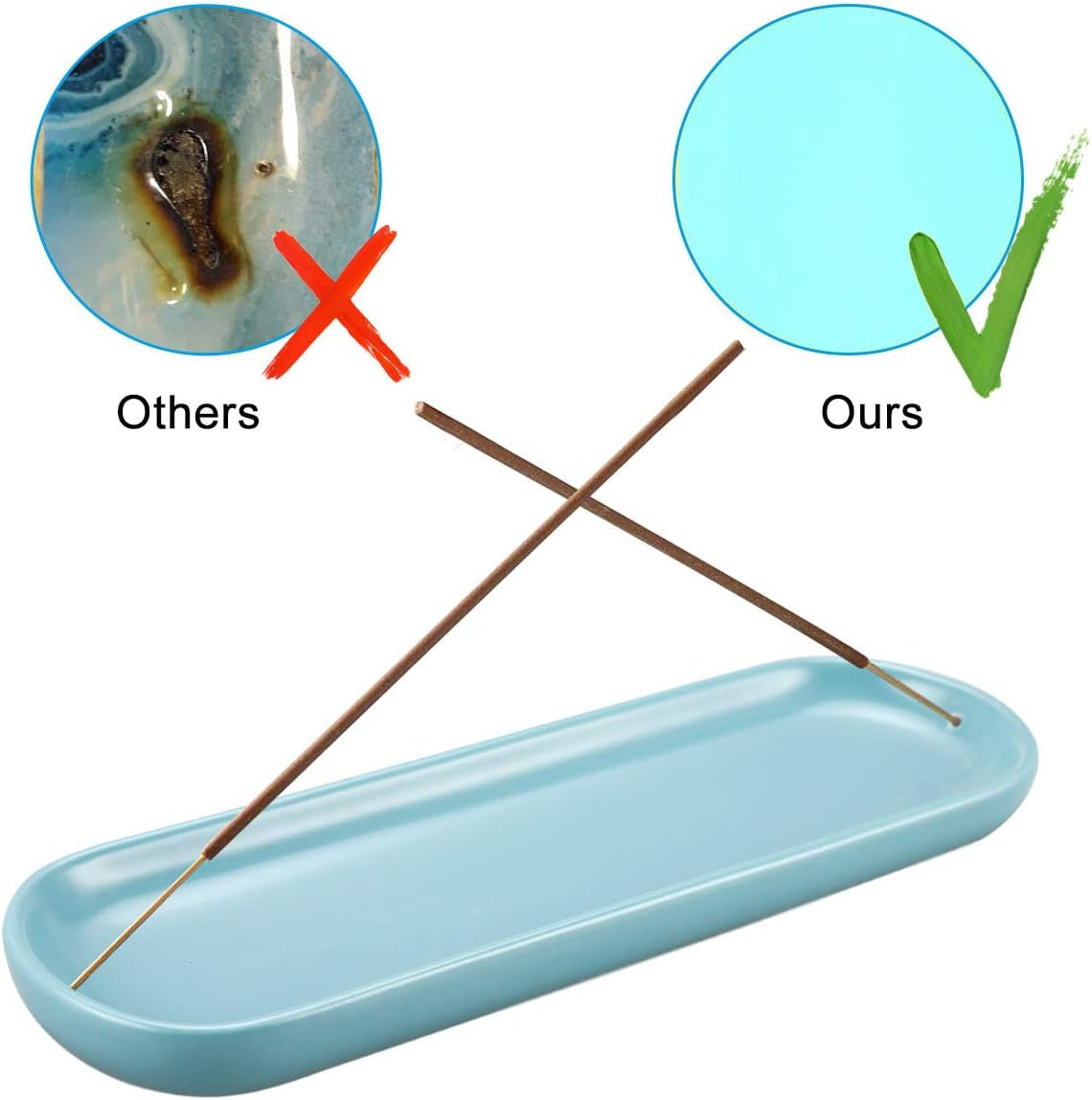 Ceramic Boat-Style Incense Holder and Ash Catcher, Decorative Incense Stick Tray