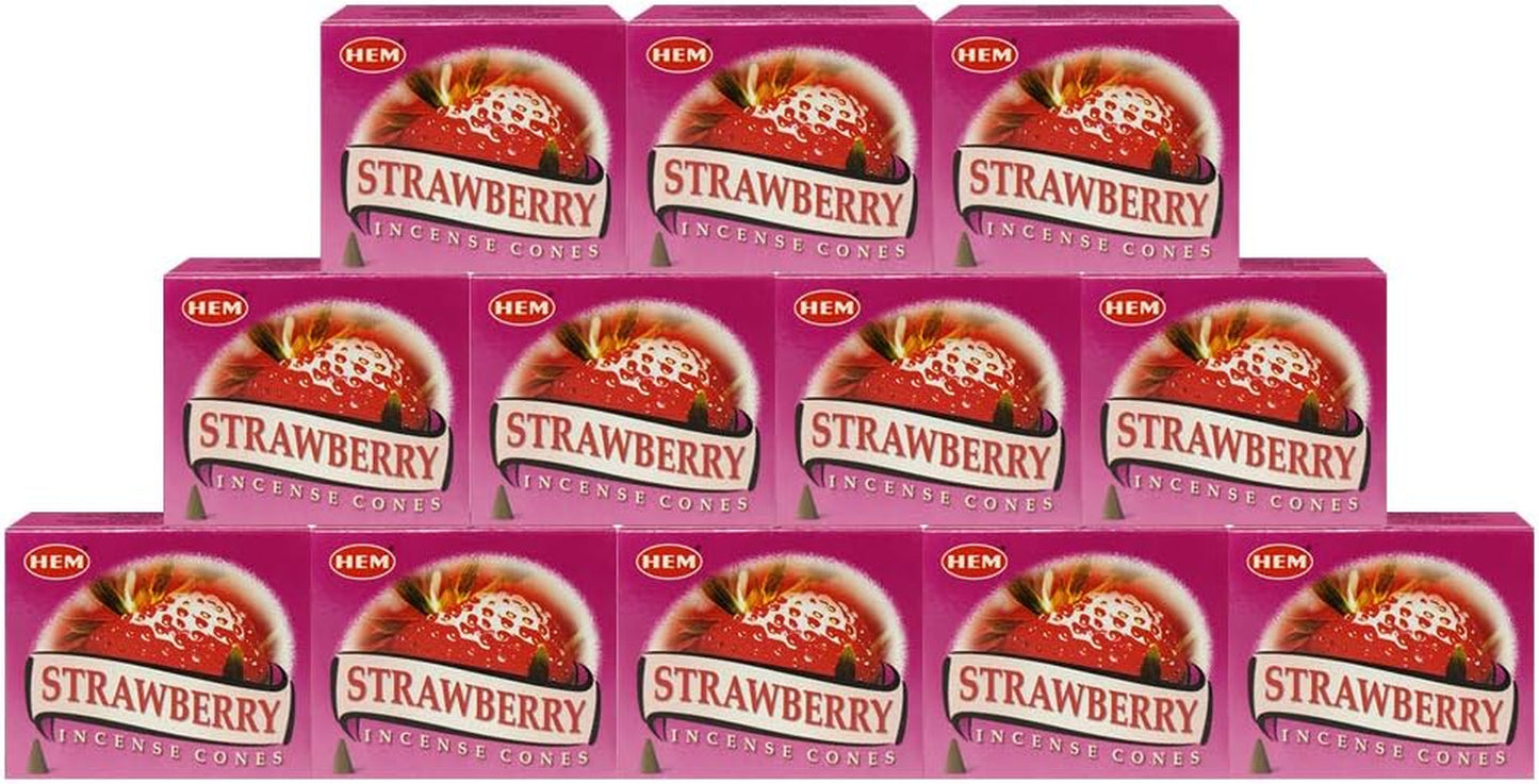 Strawberry Incense Cone Set with Cone Burner - Hem Incense Collection