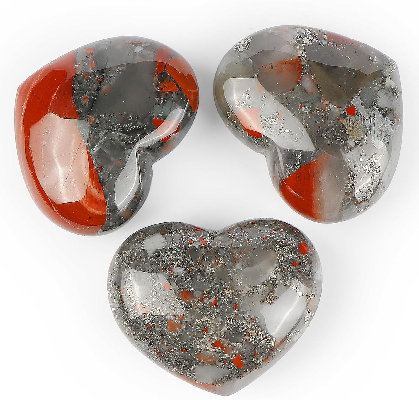 Africa Blood Stone Heart Shaped Crystal Worry Stones Natural Gemstone Paperweight Puffy Pocket Large Love Healing and Crystals Rock for Balancing Yoga Home Decor