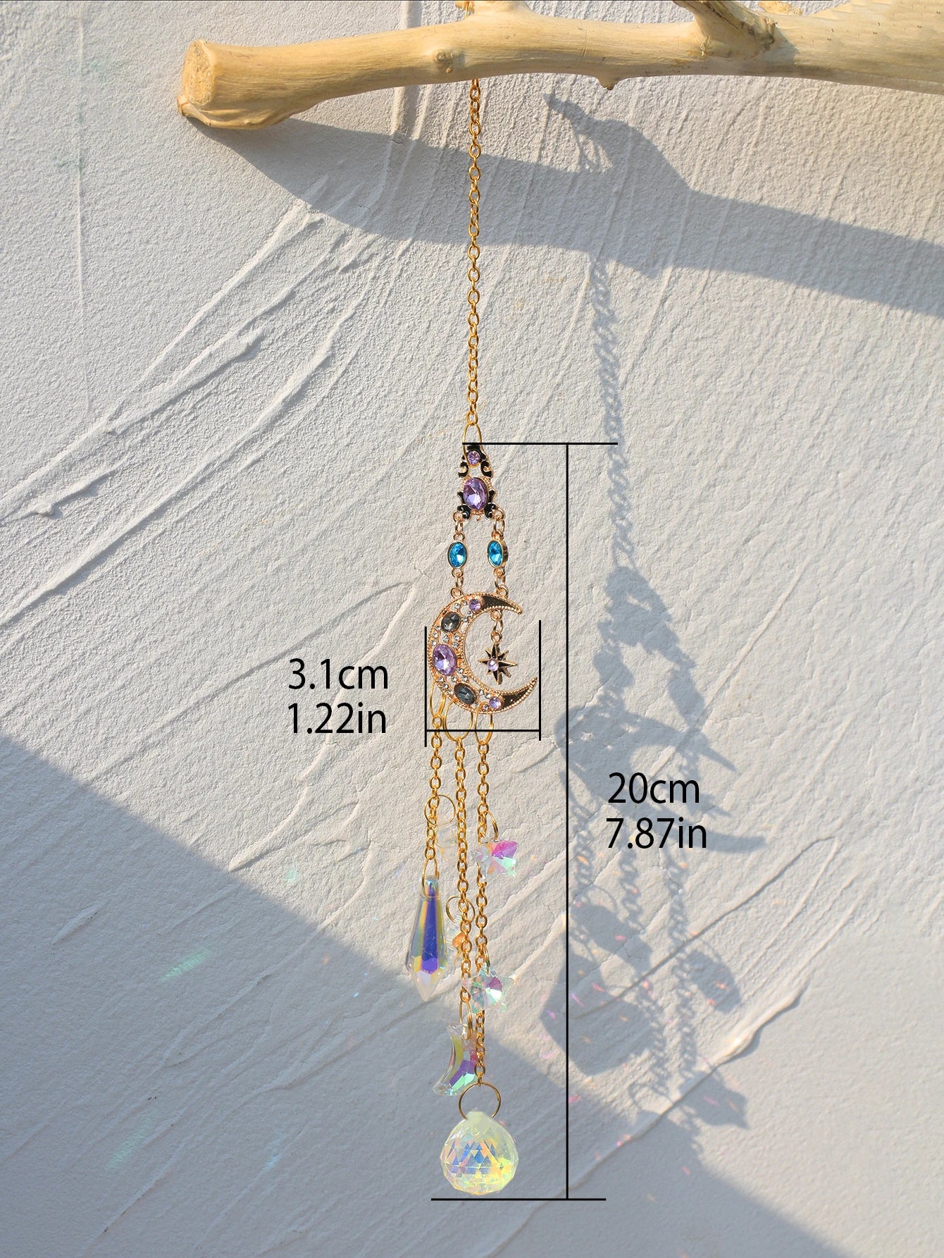 Suncatcher Crystal Moon Sun Chakra Stained Glass Rainbow Maker Sun Catcher Hanging Decoration Garden Outdoor Decors Home Gift
