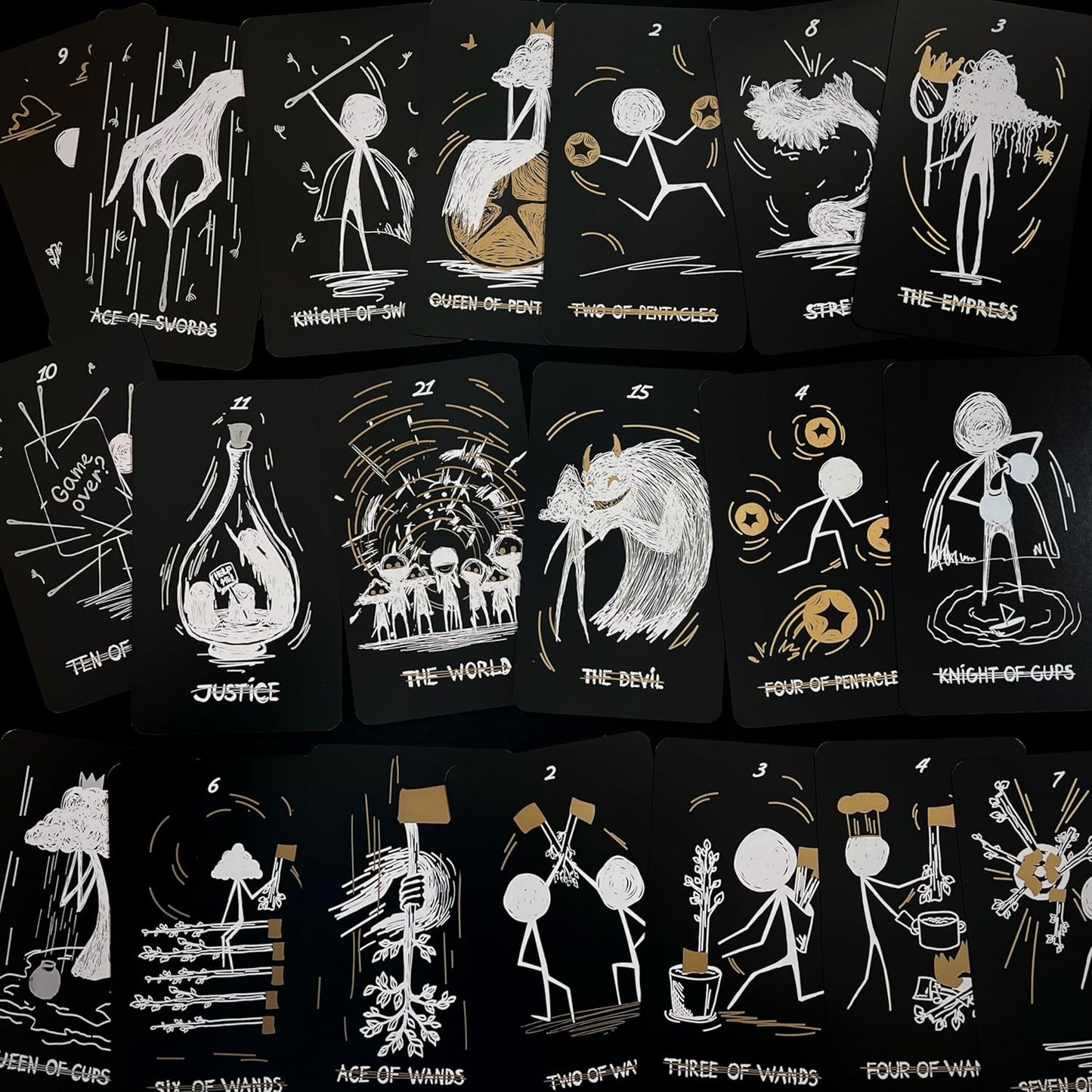 Tarot Card Deck Black Fatality. 78 Cards with Guidebook. Black Foil Cards Edges. Unique Tarot Cards.