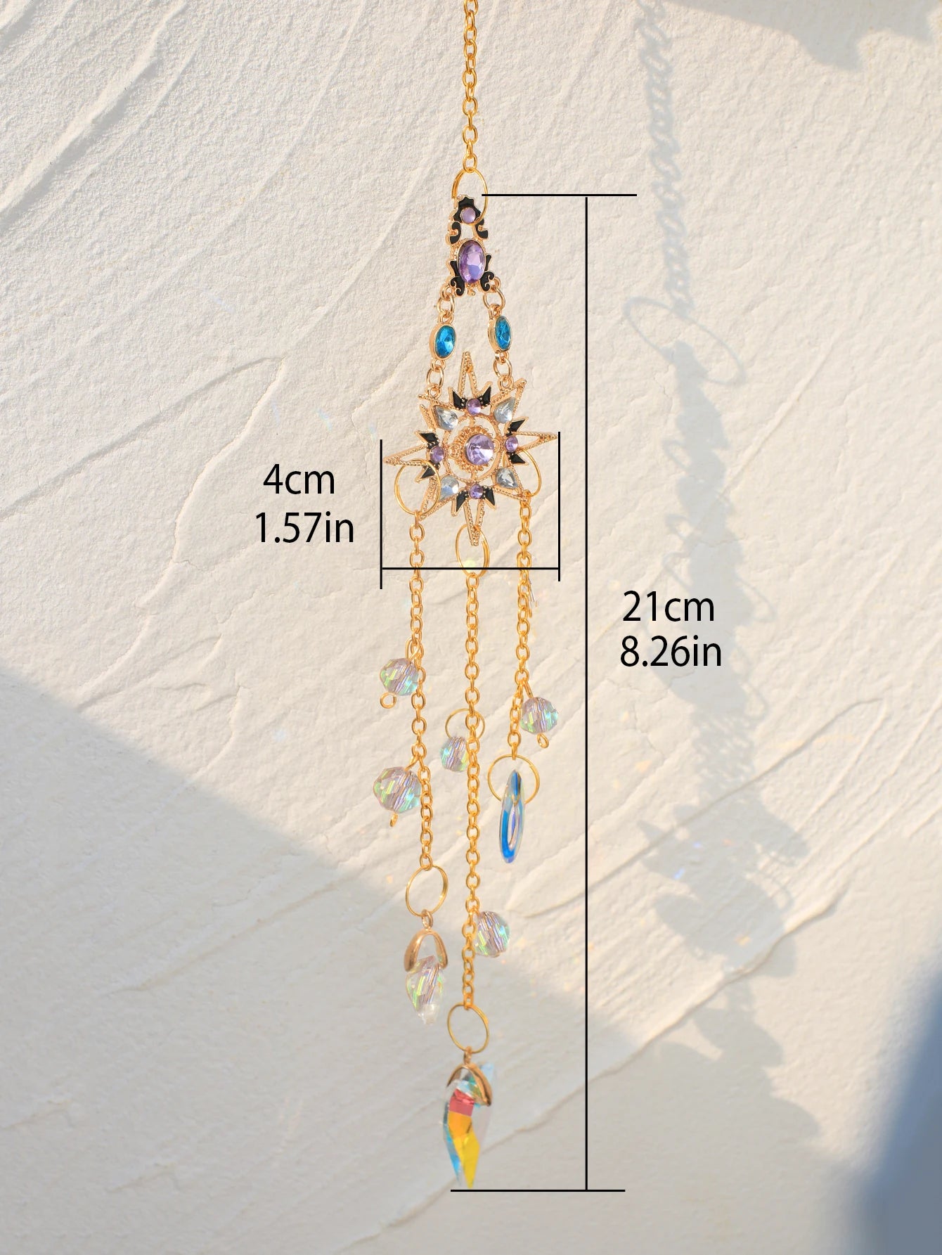 Suncatcher Crystal Moon Sun Chakra Stained Glass Rainbow Maker Sun Catcher Hanging Decoration Garden Outdoor Decors Home Gift