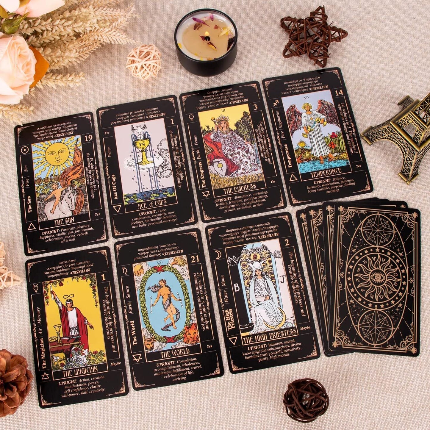 Tarot Cards for Beginners, Classic Tarot Cards with Meanings on Them, Durable Ta