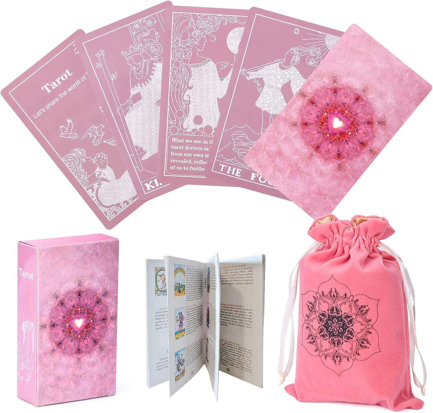 Tarot Cards with Guide Book-78 Classic Tarrot Card Deck Fortune Telling Game for Beginners or Expert-Learning Tarot Cards (Free Pouch Bag)