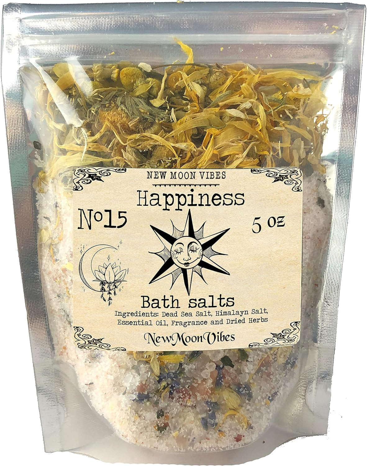 Happiness Herbal Spell Ritual Bath Salts - Harmony Joy Positivity Banish Negativity Conjure - Handmade with Essential Oils & Herbs - Wicca Pagan Hoodoo Magick