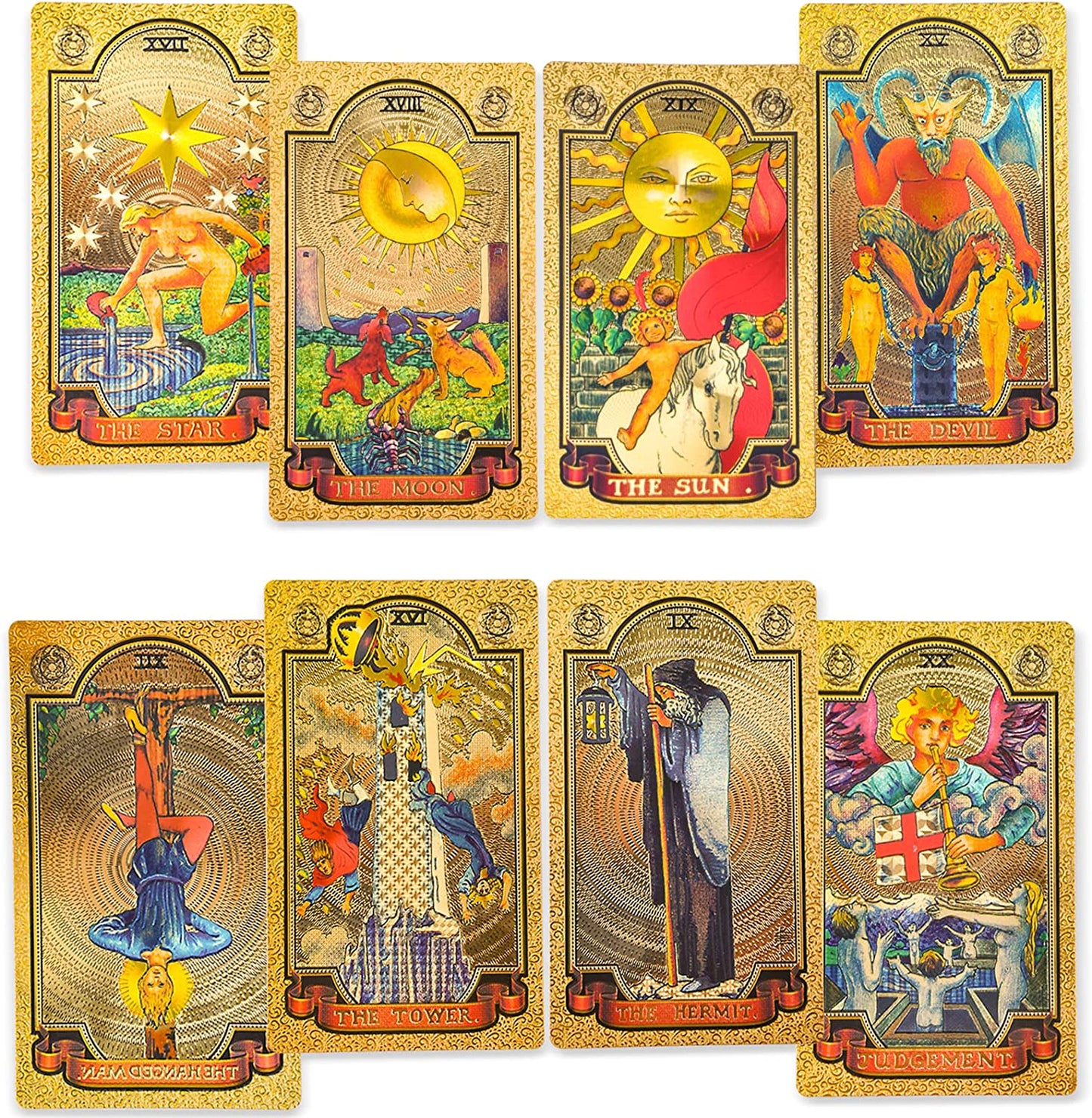 78 Gold Foil Tarot Cards with Guide Book Tarot Deck for Beginners and Professional Player with Box Tarot PVC Durable Waterproof Wrinkle Resistant