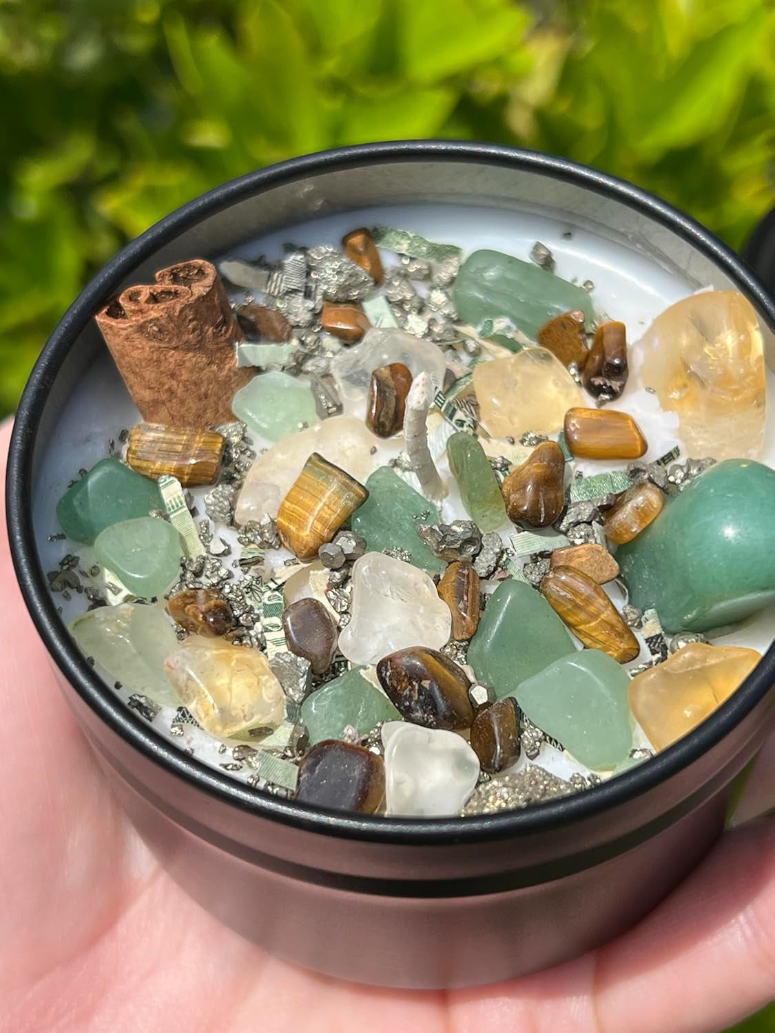 Money Magnet Manifestation Herbal Intention Candle | Ritual Altar Tool Crystal Spell Infused Scented Soy Candle Witchy Gift | Wealth Abundance Prosperity