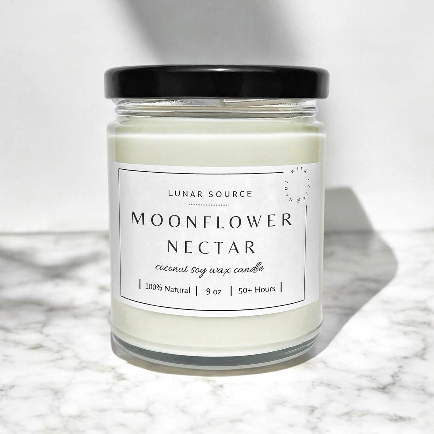 Moonflower Nectar Luxury Coconut Soy Wax Blend Candle | 9 Oz Non-Toxic Vegan House Warming New Home Holiday Summer Fall Tropical Wedding Luxe Gift