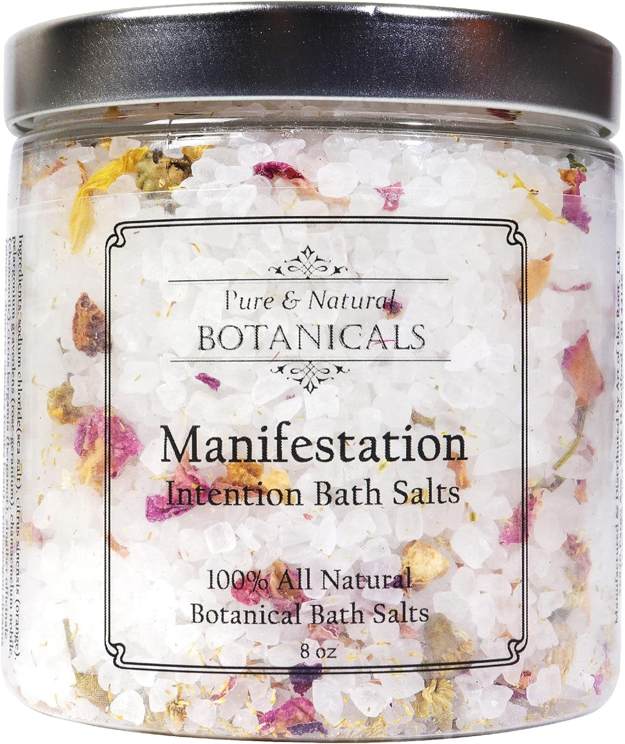 Manifestation Intention Bath Salts | 100% All Natural 8 Oz | Hand Blended with Herbs & Essential Oils | Wiccan Pagan Magick Spiritual