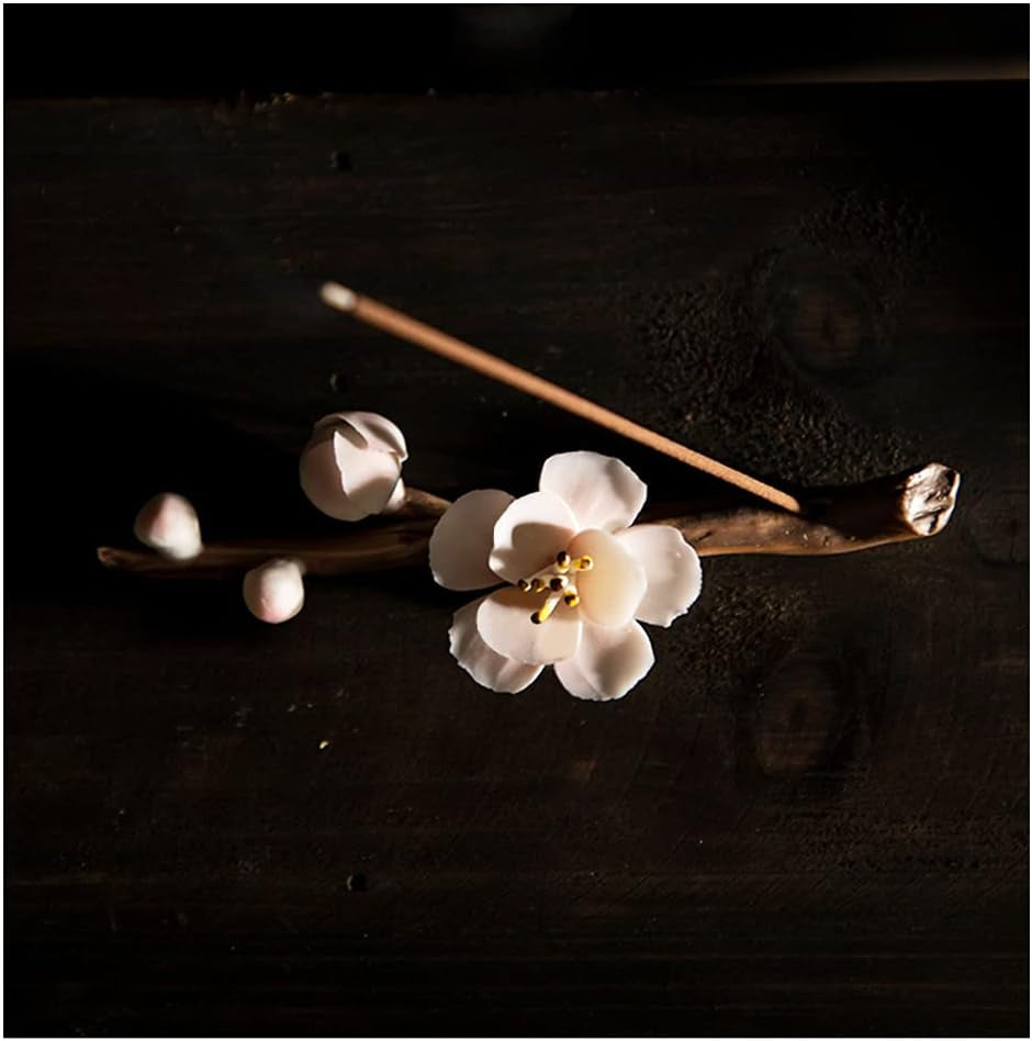 Ceramic Handmade Flower Incense Stick Burner Holder - Decorative Incense Holder for Yoga, Meditation, and Bedroom (Pink)