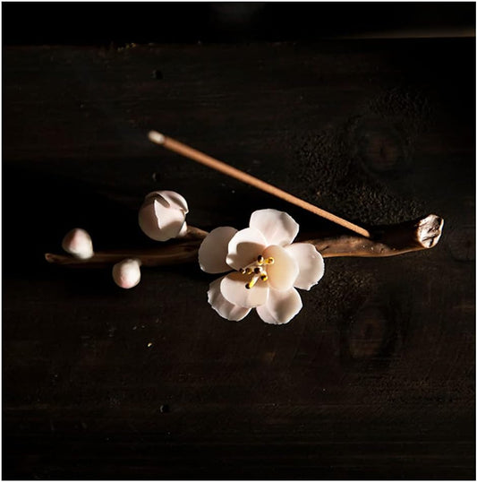 Ceramic Handmade Flower Incense Stick Burner Holder - Decorative Incense Holder for Yoga, Meditation, and Bedroom (Pink)