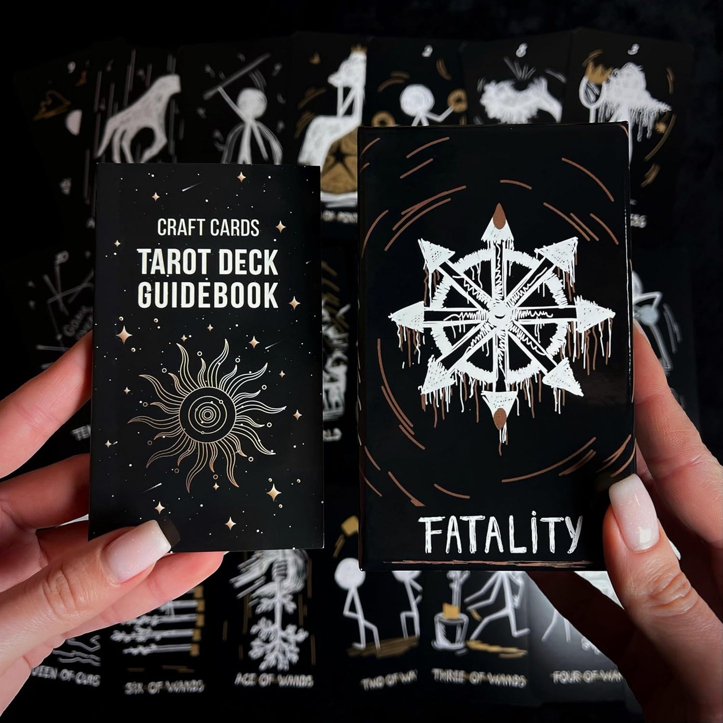 Tarot Card Deck Black Fatality. 78 Cards with Guidebook. Black Foil Cards Edges. Unique Tarot Cards.