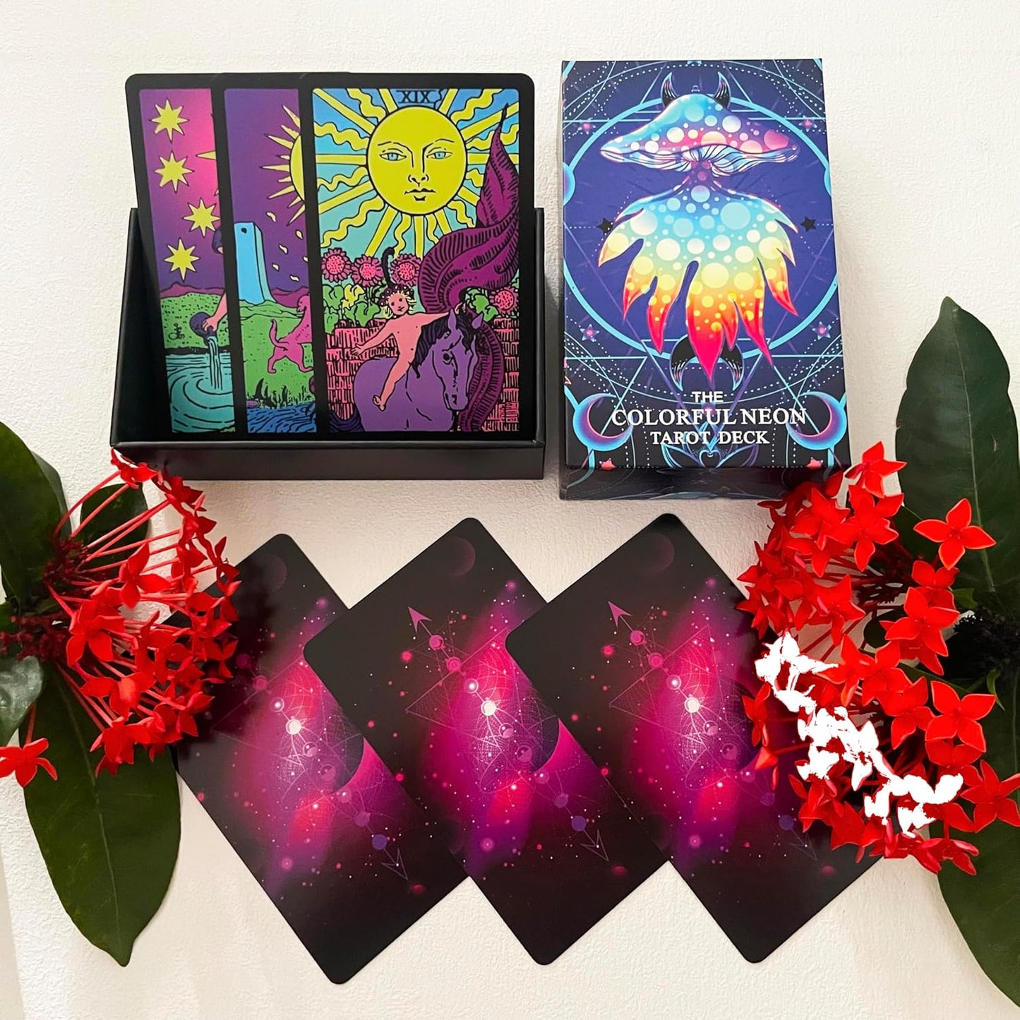 Colorful Neon Tarot Cards Deck with Guidebook for Beginners - 78 Classic Cards with Meanings