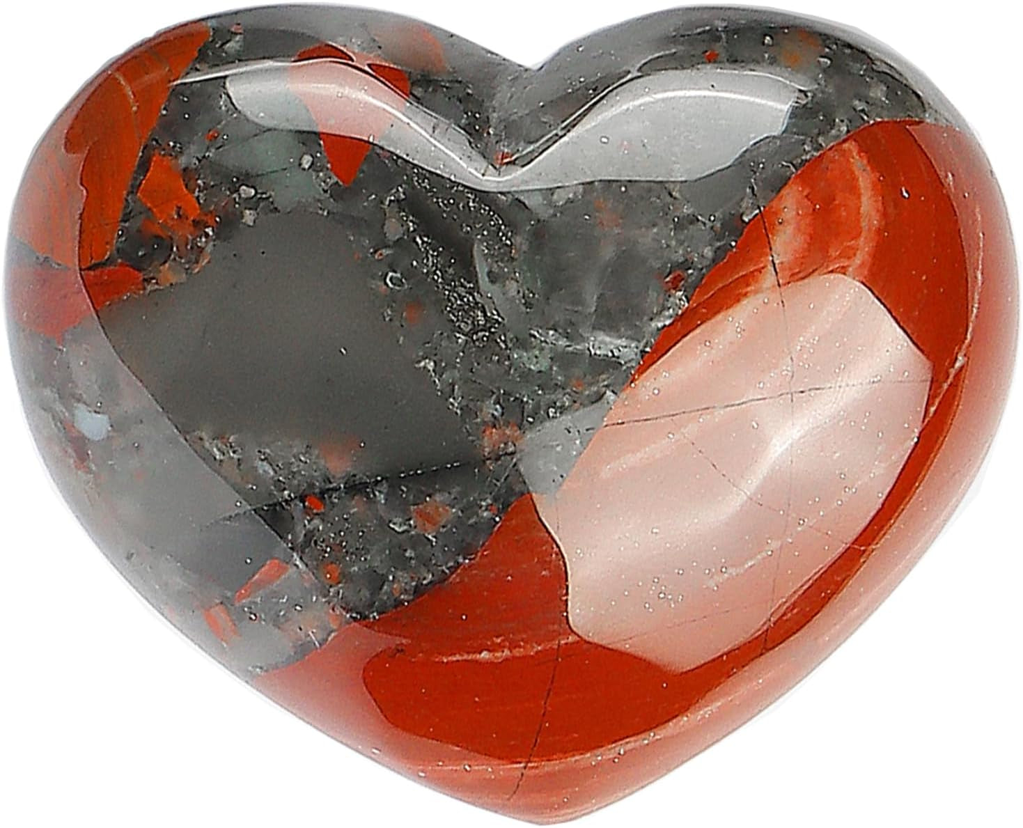 Africa Blood Stone Heart Shaped Crystal Worry Stones Natural Gemstone Paperweight Puffy Pocket Large Love Healing and Crystals Rock for Balancing Yoga Home Decor