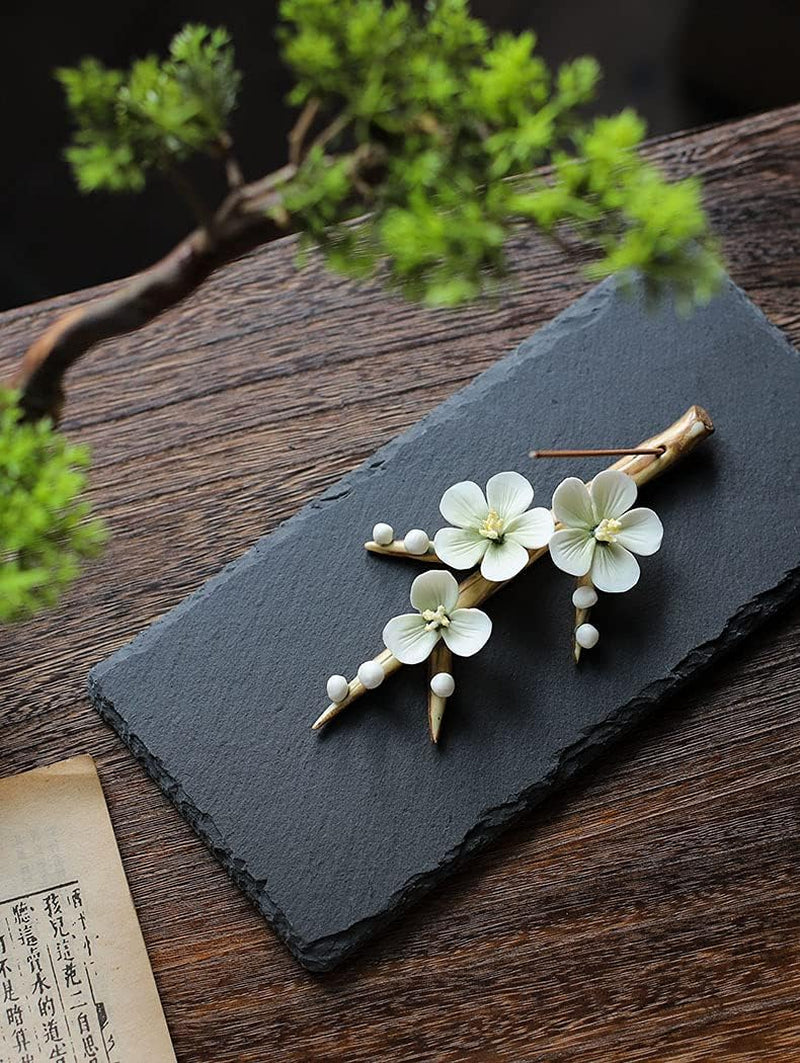 Ceramic Handmade Flower Incense Stick Burner Holder - Decorative Incense Holder for Yoga, Meditation, and Bedroom (Pink)