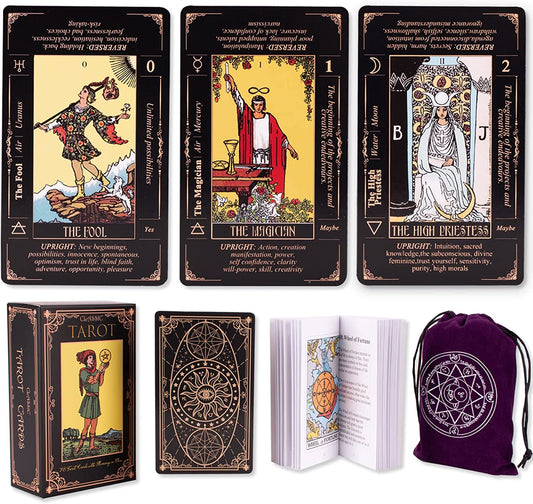 Tarot Cards for Beginners, Classic Tarot Cards with Meanings on Them, Durable Ta