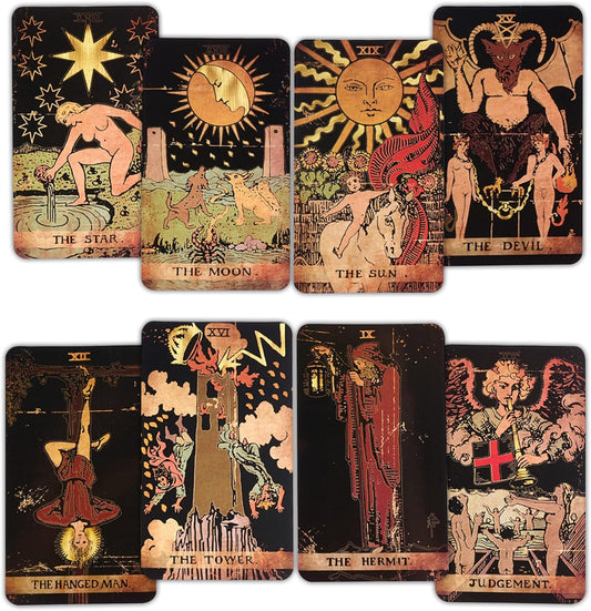 Tarot Cards, 78-Card Deck, Original Tarot for Beginners & Experts with Guide Book, Gift Bag & Box, Fortune Telling Game, Adults, Black