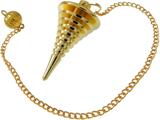Nine Ring Coil Brass Pendulum - Spiral Design for Divination and Healing Dowsing