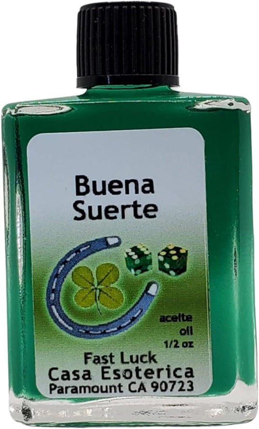 Fast Luck Oil (Buena Suerte Aceite) Spiritual Anointing Oil by CASA ESOTERICA  - Good Fortune - Attract Abundance, Success & Opportunities-0.5 FL OZ (1 Pack)