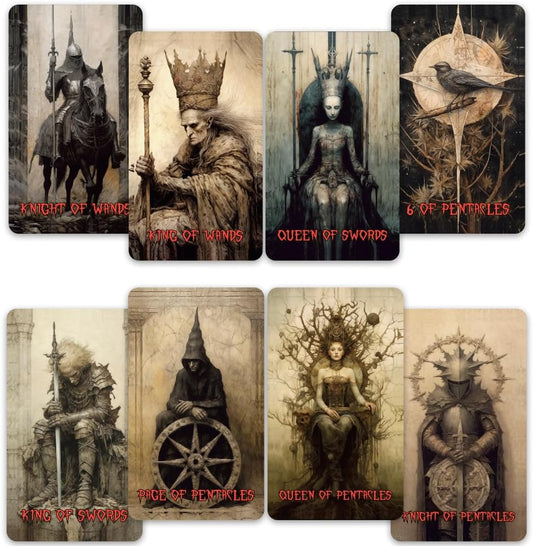 Horror Tarot Cards, 78 Cards Deck with Foil Edges, Original for Beginners and Experts with Guide Book, Fortune Telling Game, Divination Tools for All Skill Levels.