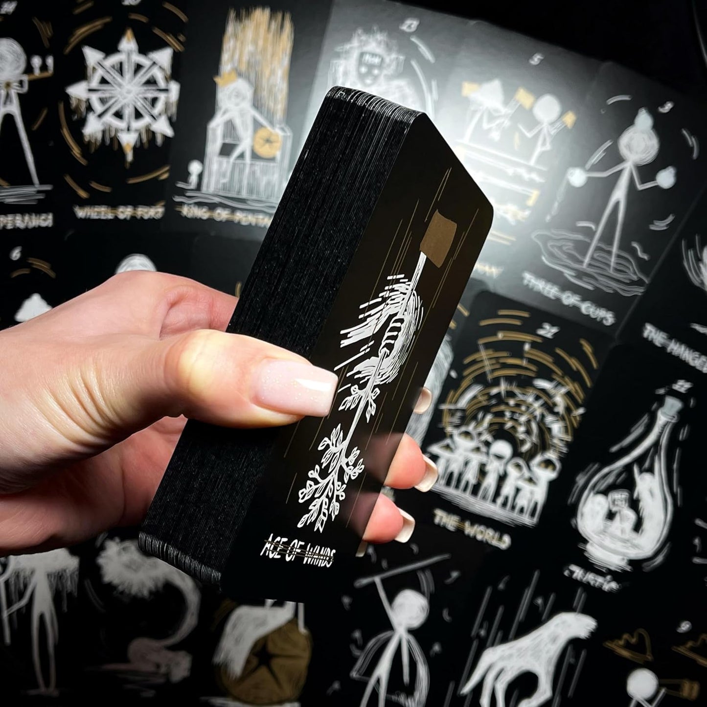 Tarot Card Deck Black Fatality. 78 Cards with Guidebook. Black Foil Cards Edges. Unique Tarot Cards.