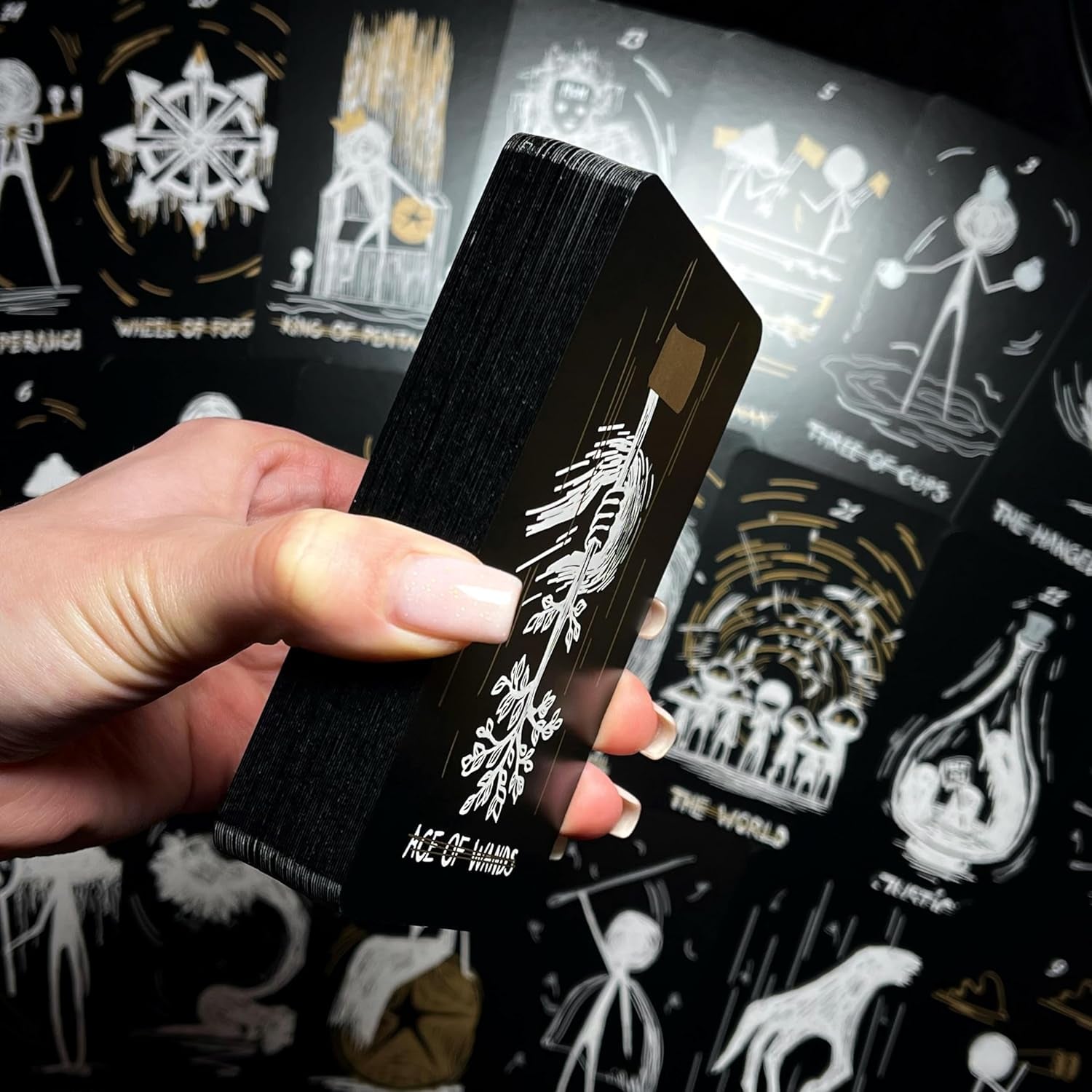 Tarot Card Deck Black Fatality. 78 Cards with Guidebook. Black Foil Cards Edges. Unique Tarot Cards.