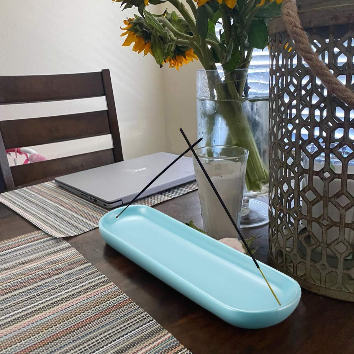 Ceramic Boat-Style Incense Holder and Ash Catcher, Decorative Incense Stick Tray